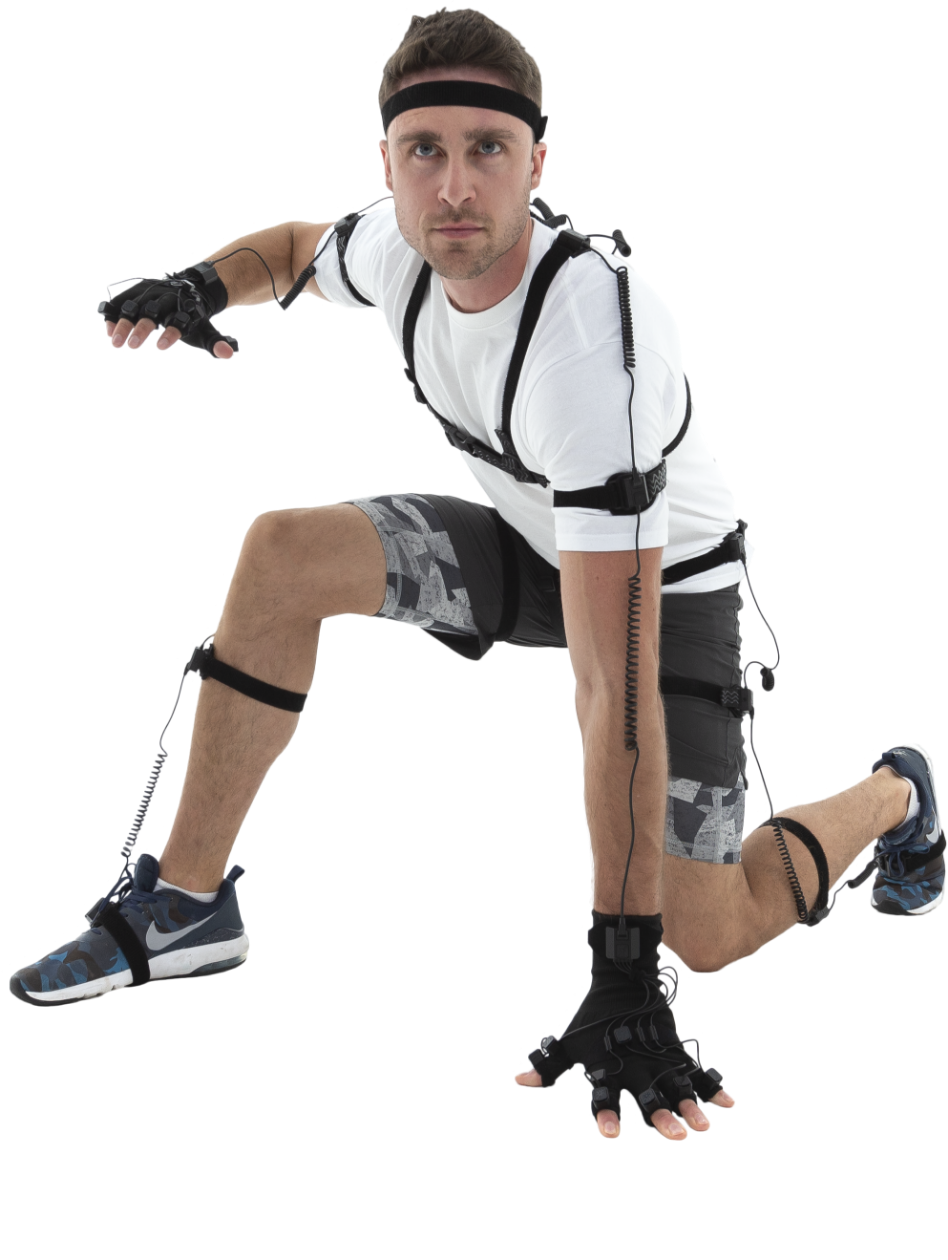 Male athlete wearing the Perception Neuron 32 motion capture suit
